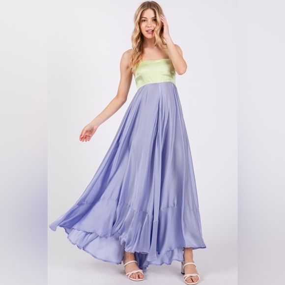 Pinkblush two tone satin maxi dress nwot - Picture 4 of 5